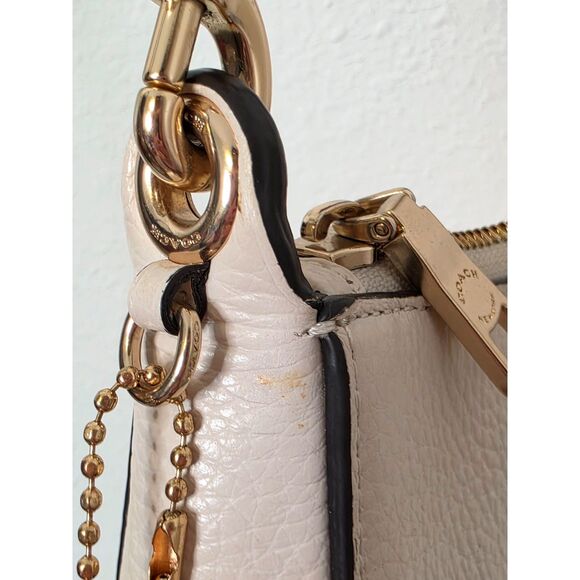 Coach Jess Baguette Pebble Leather Rainbow Strap Crossbody Bag White - Picture 5 of 16